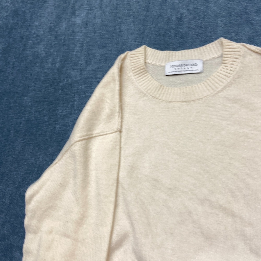 Tomorrowland Tricot Cashmere Sweater Men XS Knitted Off White Crew Neck Pullover - Picture 5 of 13